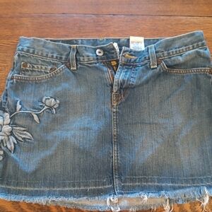 Lucky Brand Blue Embroidered Mini Skirt
